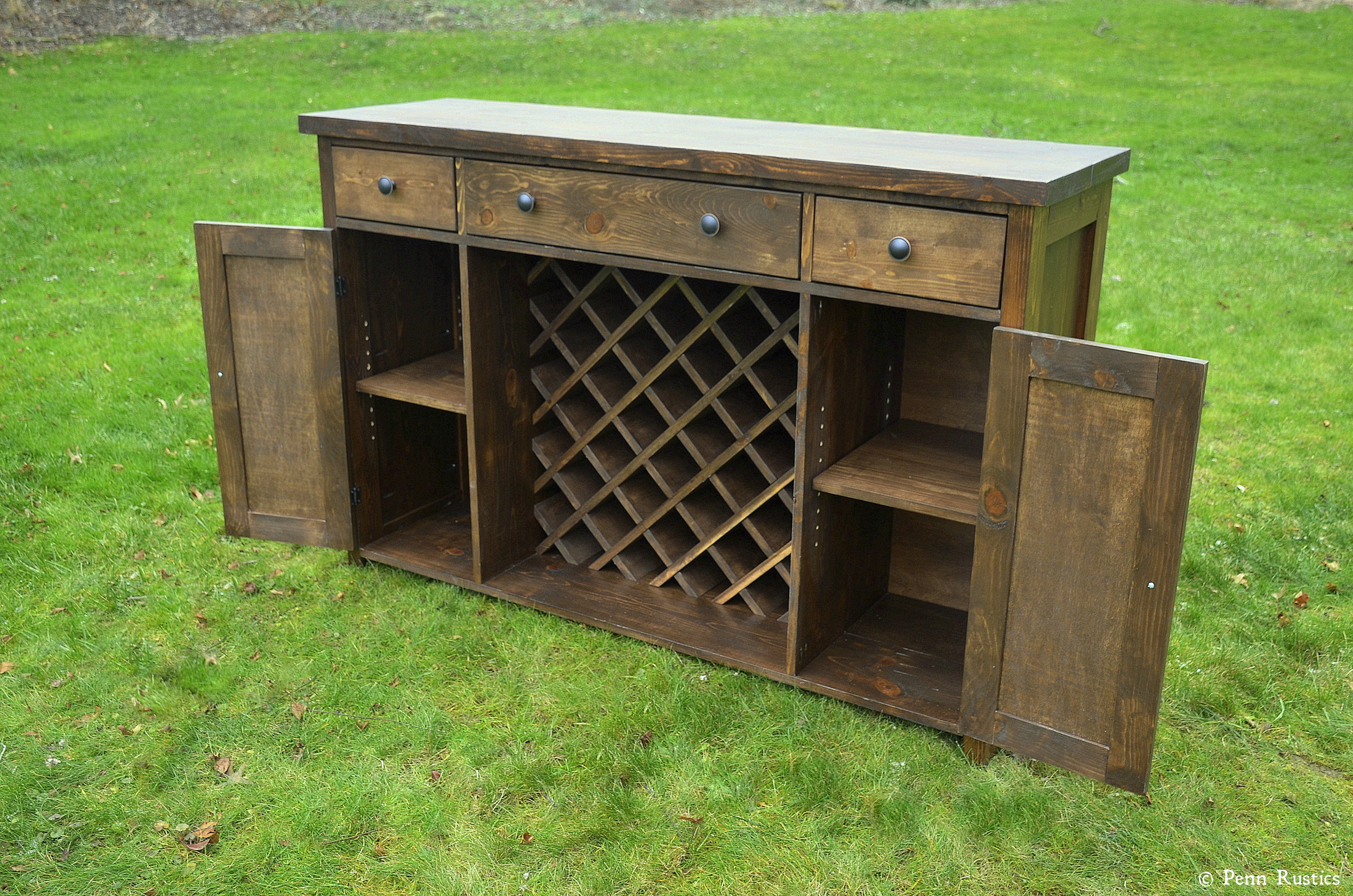 Solid Wood Rustic Dining Room Wine Buffet Sideboard China Credenza Wood