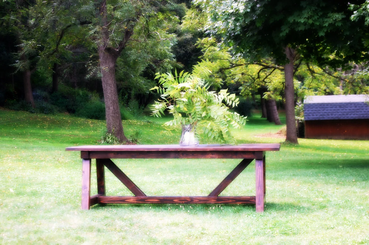 Wood Beam Table and Bench Set Rustic 4 x 4 Truss Beam Modern Farmhouse