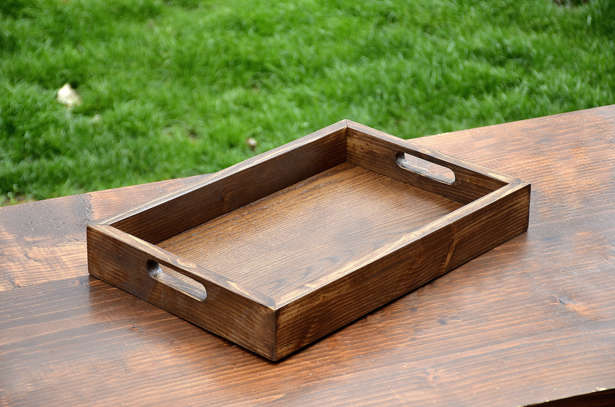 Tray for Ottoman Coffee Table Ottoman Tray Decorative Wooden Tray Rustic Serving Tray With Cut Out Handles Farmhouse Tray Coffee table Tray Moudja Wooden tray 16.53 x 12.20