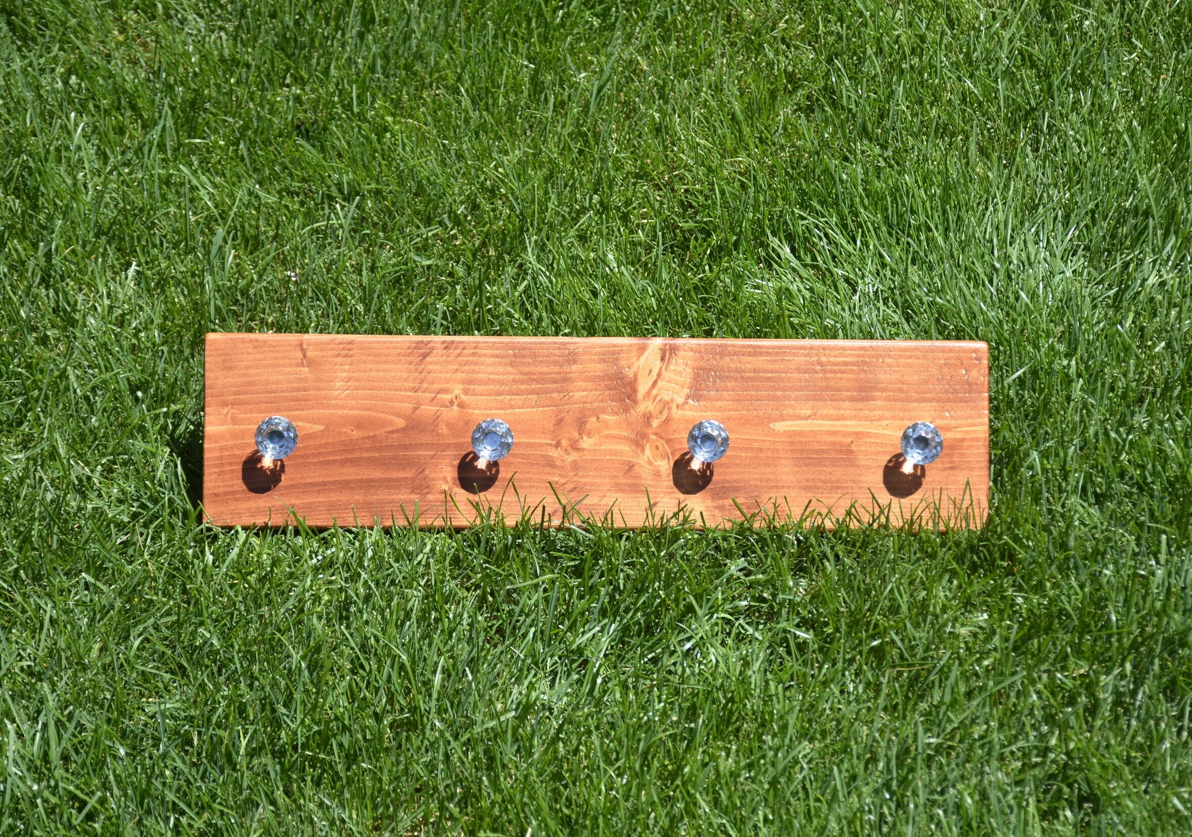 Wood Coat Rack with Glass Knobs Rustic Modern Farmhouse Mudroom