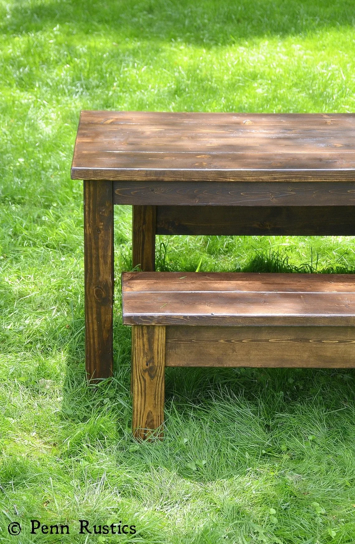 Rustic Farmhouse Solid Wood Dining Room Table & 2 Bench Set — Penn Rustics