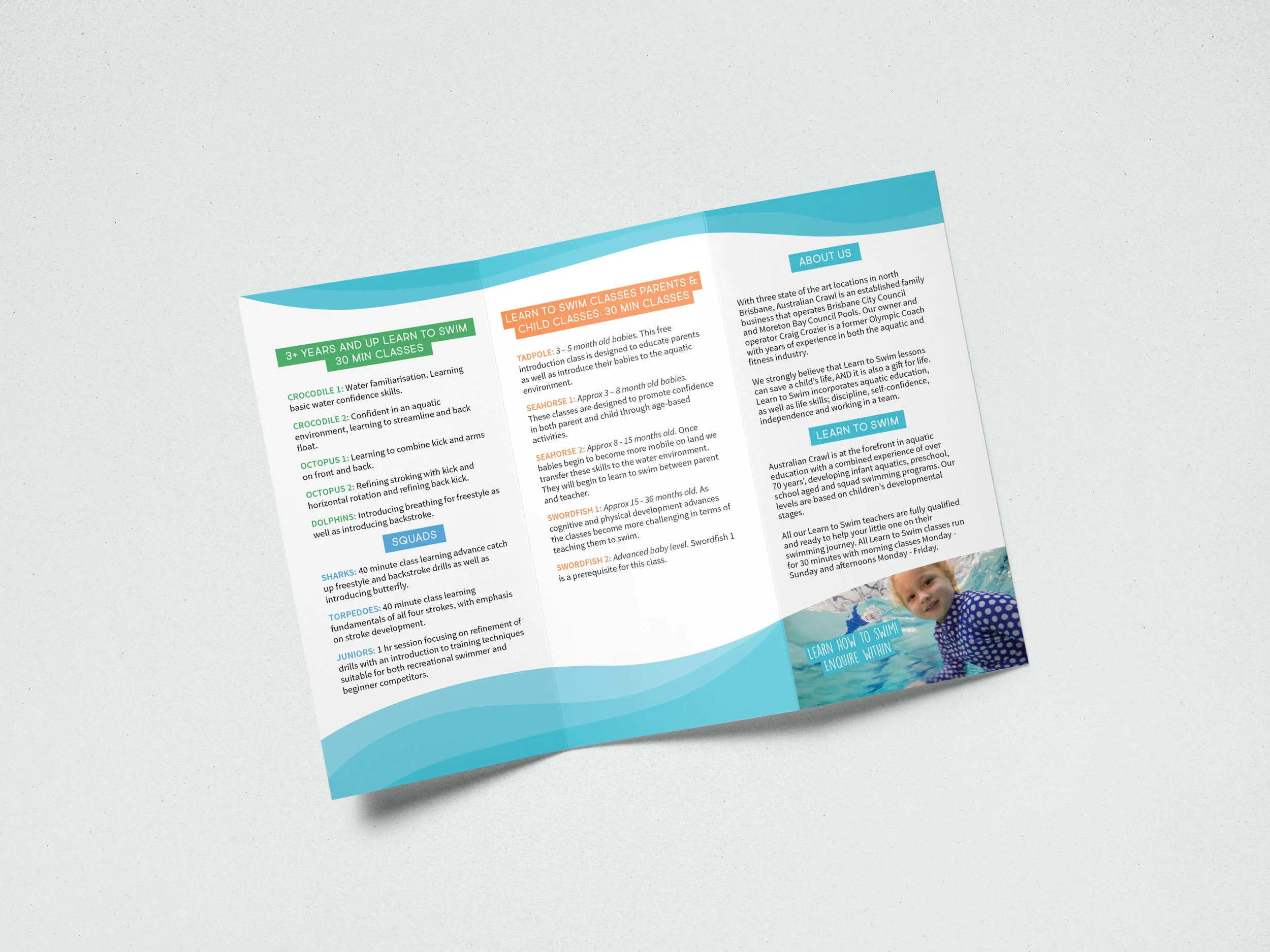 Brochure for The Emily Seebohm Aquatic Centre