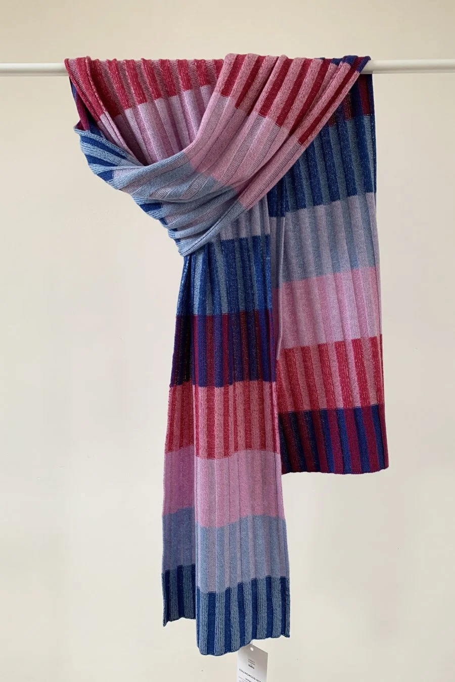 Striped Cashmere Scarf: Blue and Pink