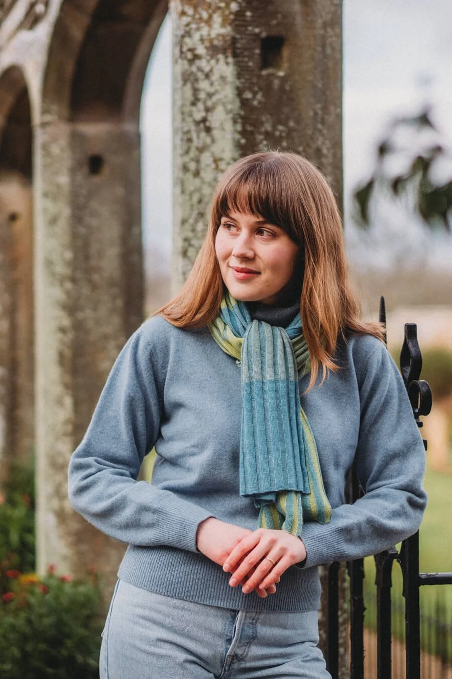 Blue and green merino striped scarf by Collingwood-Norris.jpg