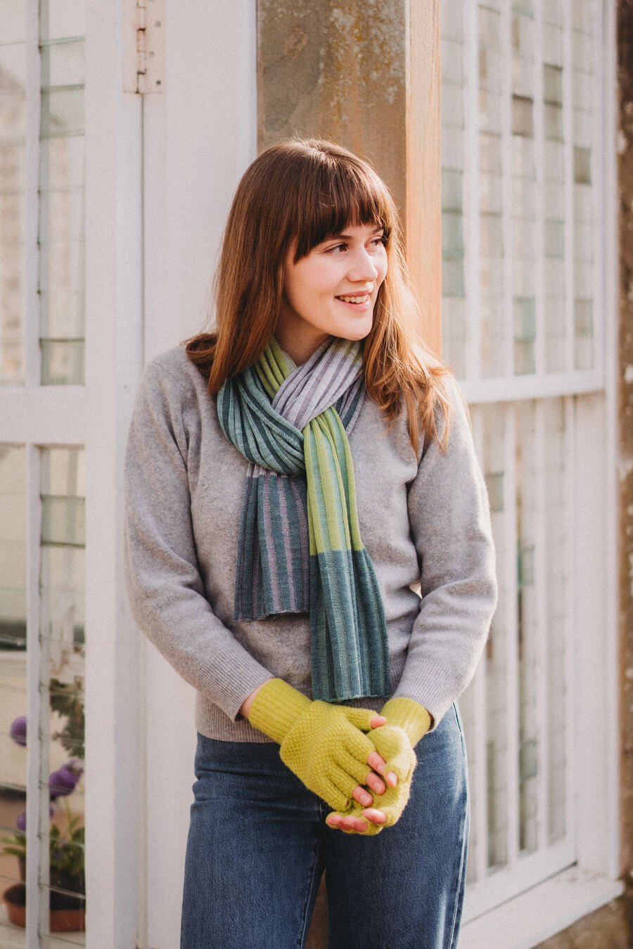 Green and purple striped merino wool scarf by Collingwood-Norris.jpg