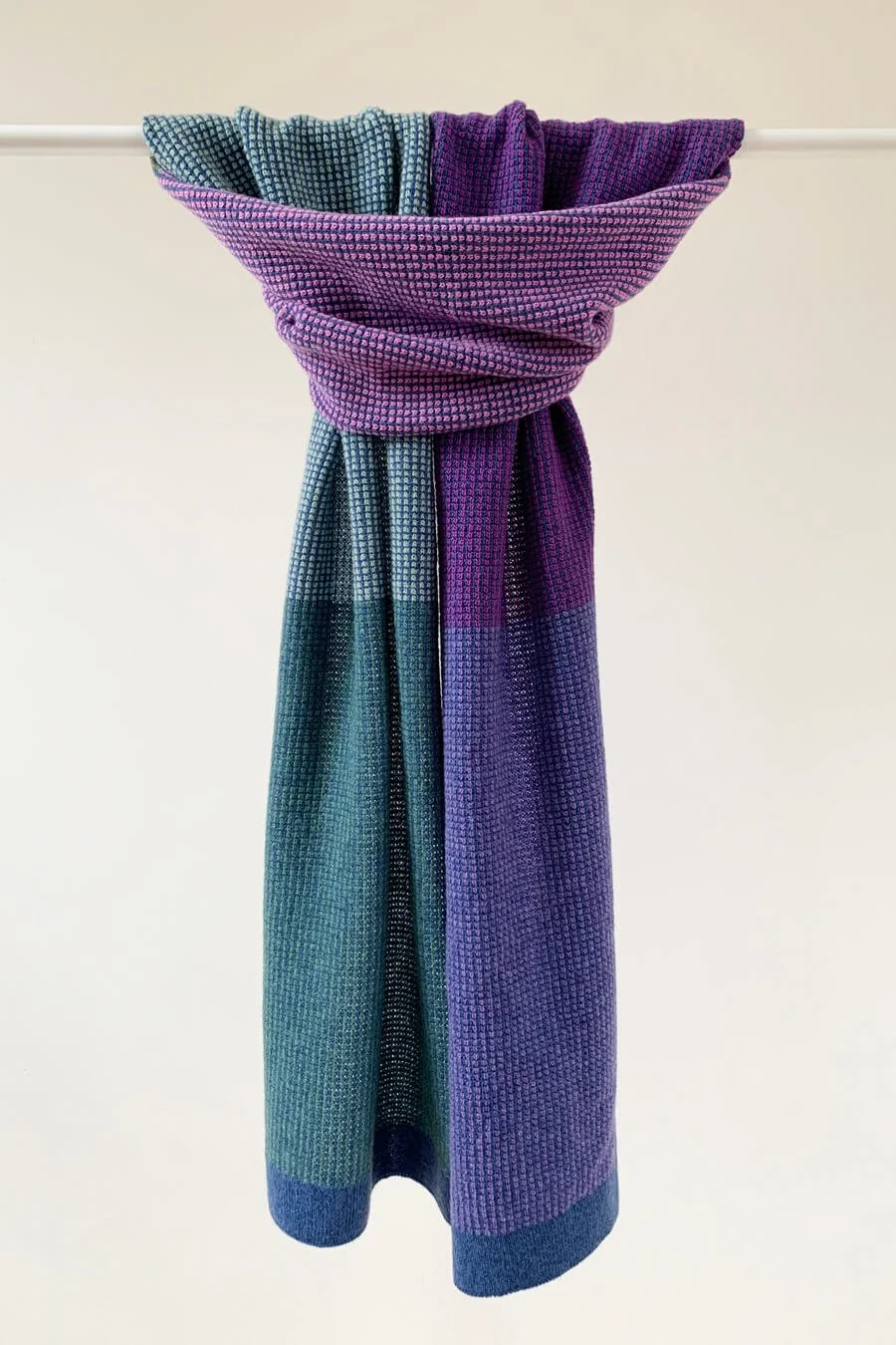 Purple and Green lambswool scarf handmade by Collingwood-Norris.jpg