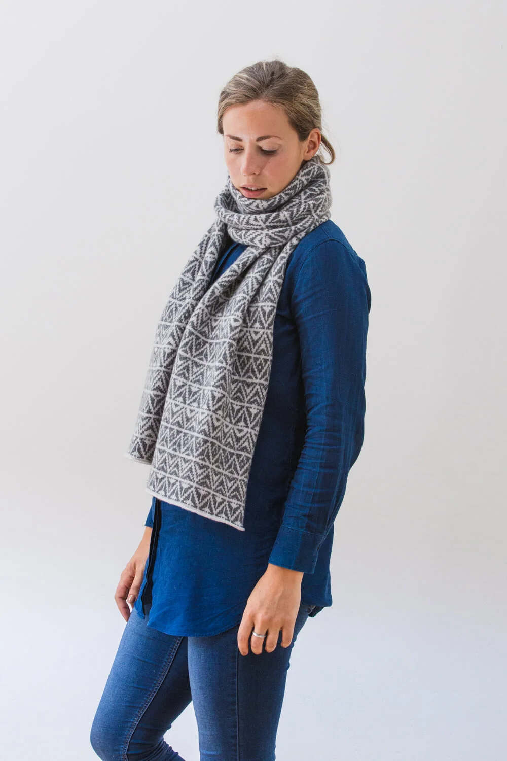 Tweed Scarf for men and women. A soft lambswool scarf designed and made in Scotland. Luxury Contemporary Knitwear by Collingwood-Norris