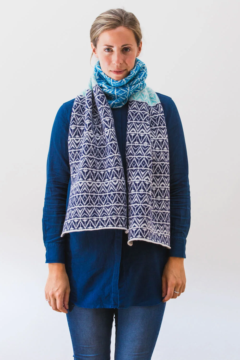 Scottish Designer scarf, Esk. A soft lambswool scarf designed and made in Scotland. Luxury Contemporary Knitwear by Collingwood-Norris
