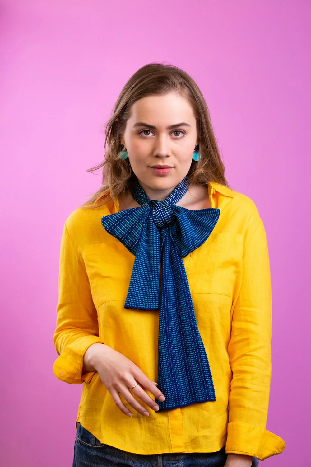Designer Silk scarf in dark blue by Collingwood-Norris. Made in Scotland.