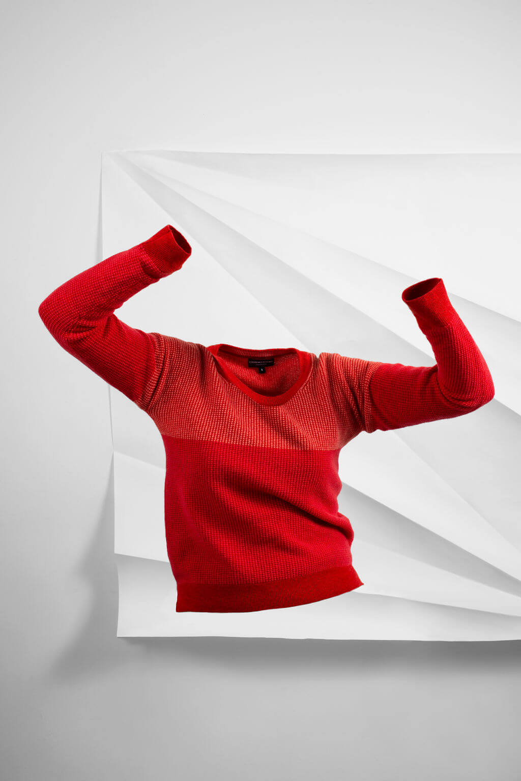 Womens Designer lambswool sweater in reds. Made in Scotland by Collingwood-Norris. Luxury Scottish Knitwear