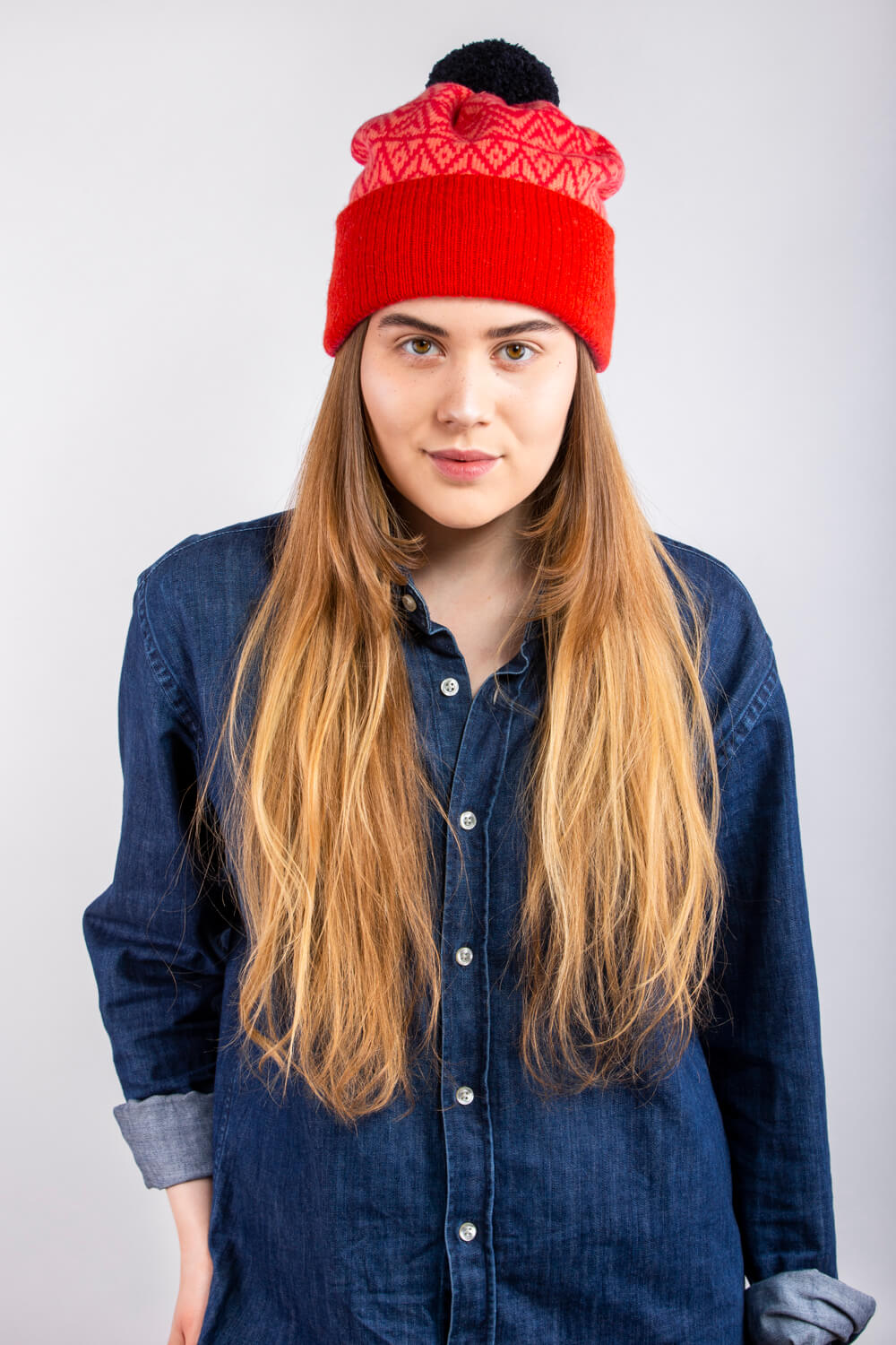 Limited Edition Designer Lambswool Hat in Red and Pink — Collingwood-Norris