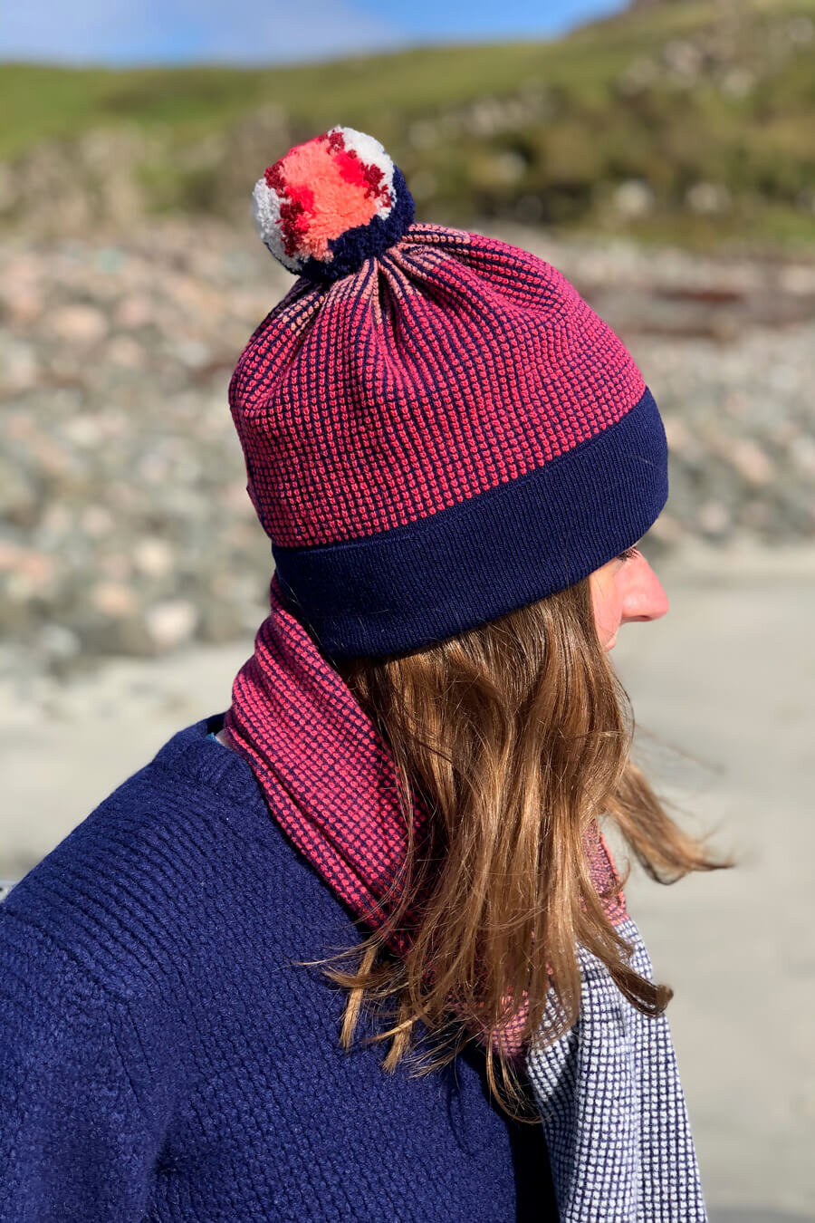 Lambswool hat and scarf, handmade in Scotland