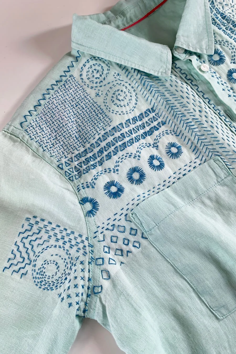 Visibly Mending a Linen Shirt