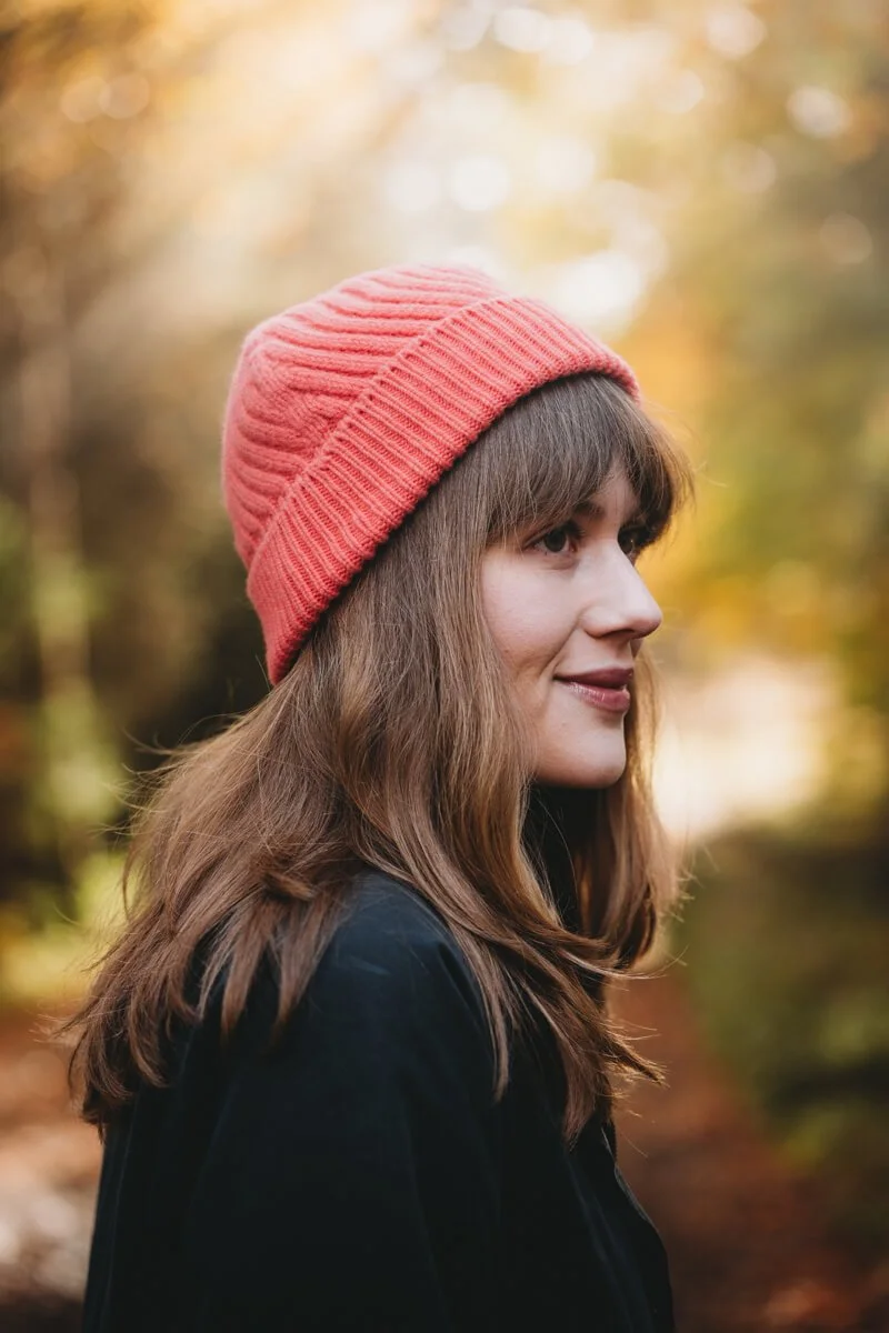 Coral lambswool beanie hat by Collingwood-Norris.jpg