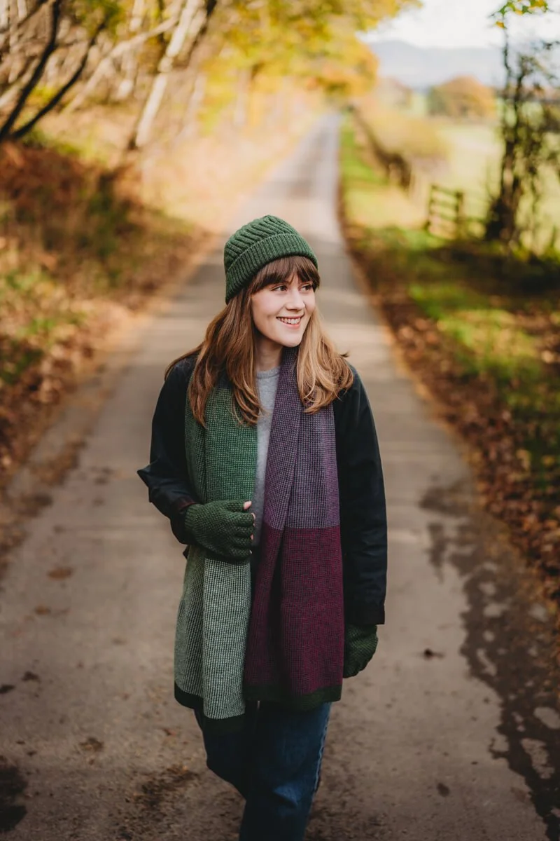 Eildon lambswool scarf and matching dark green beanie by Collingwood-Norris.jpg