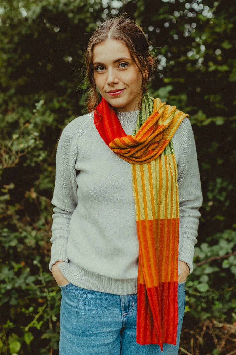Striped merino scarf in autumn colours by Collingwood-Norris.jpg
