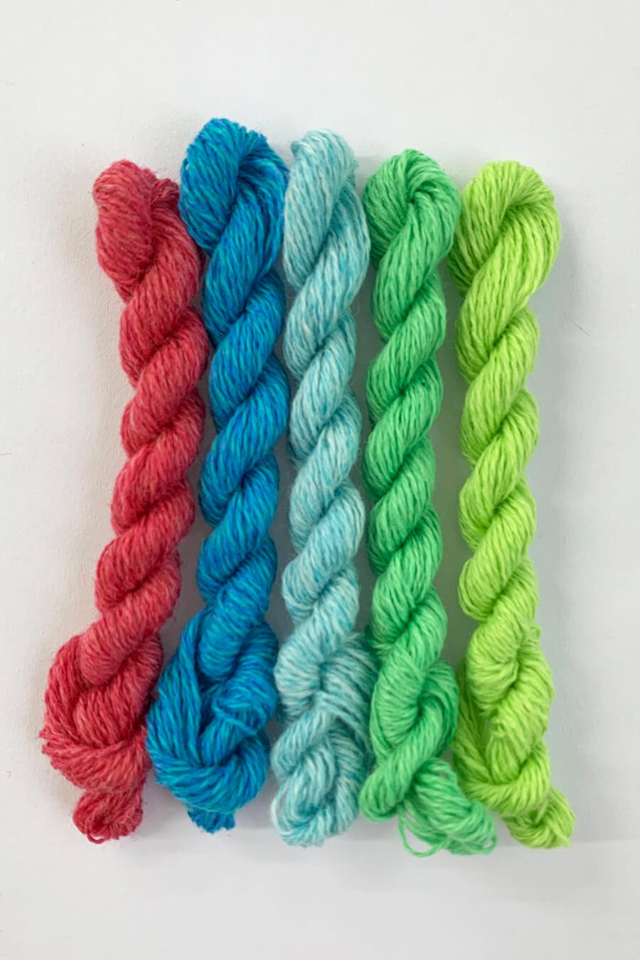 Cashmere Yarn for Mending in Pink, Blue and Green