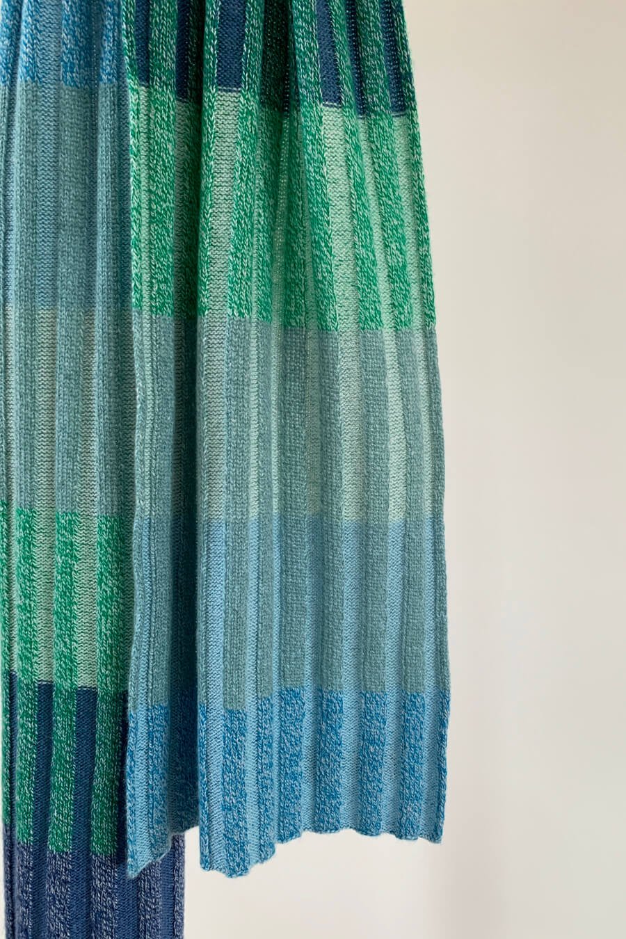 Blue and Green Scottish striped cashmere scarf by Collingwood-Norris