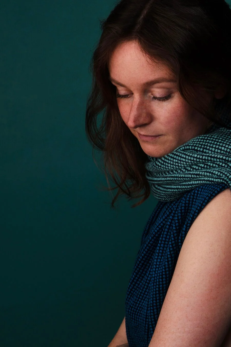 Blue lambswool scarf handmade in Scotland by Collingwood-Norris.jpg