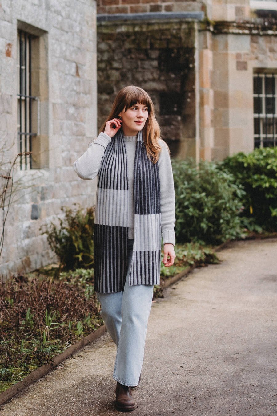 Grey striped merino wool scarf by Collingwood-Norris.jpg