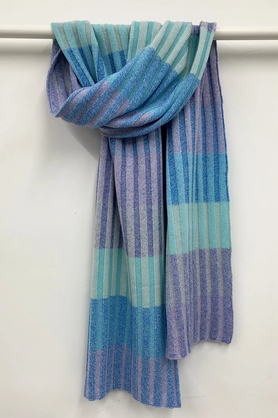 Striped Cashmere Scarf: Lilac and Blue