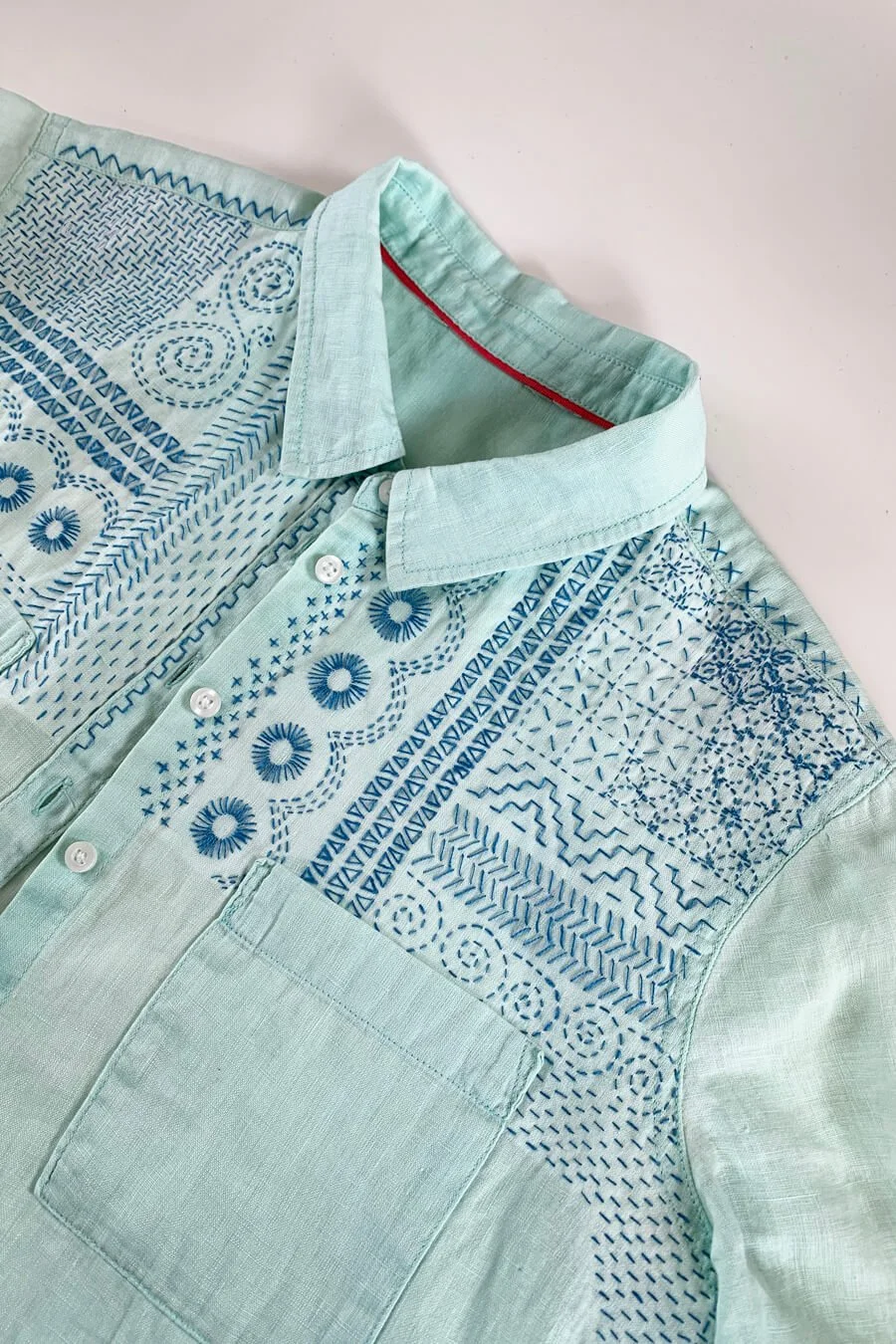 Sashiko inspired repairs on a linen shirt workshop by Collingwood-Norris.jpg