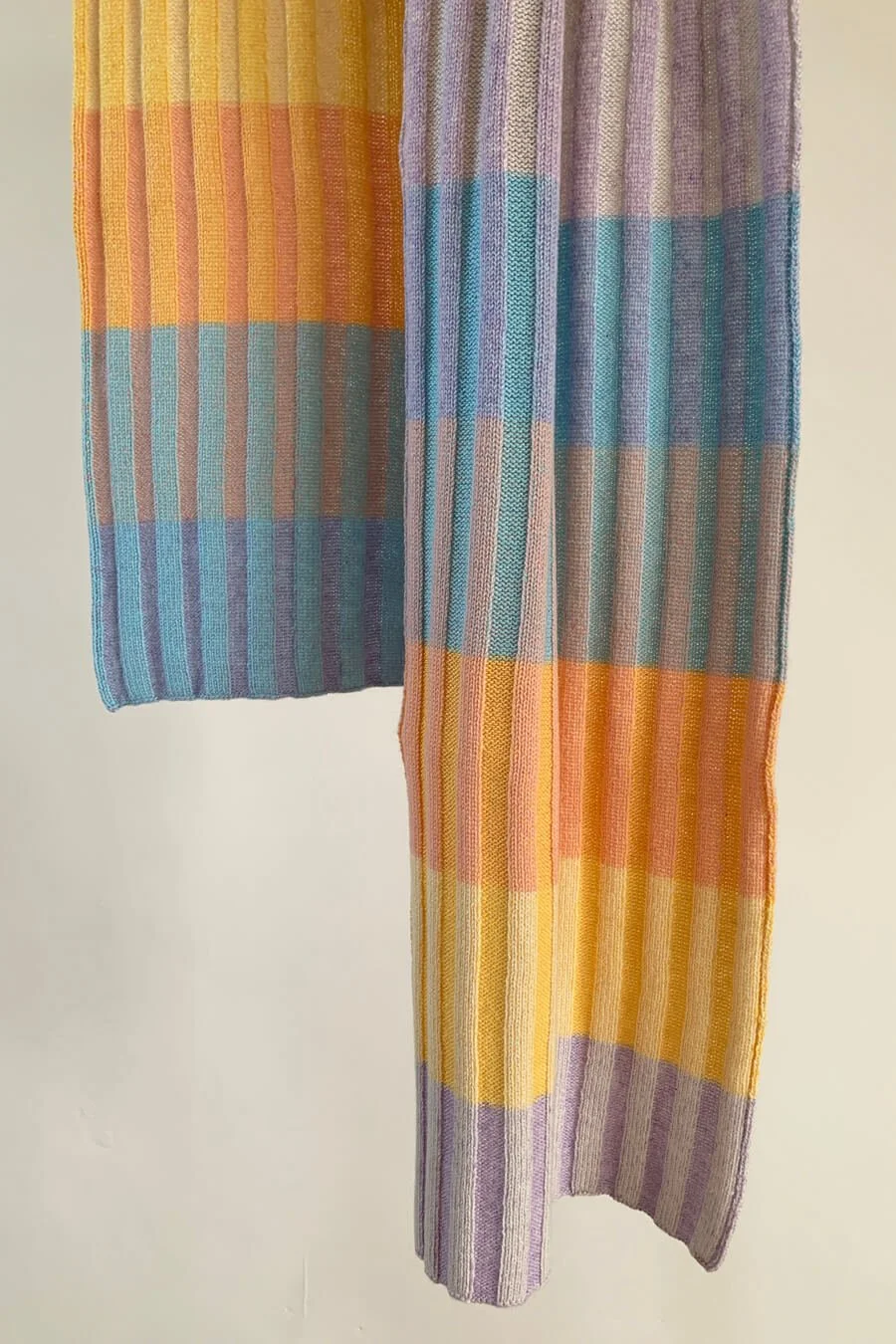 multi colour pastel Striped scottish cashmere scarf handmade by Collingwood-Norris