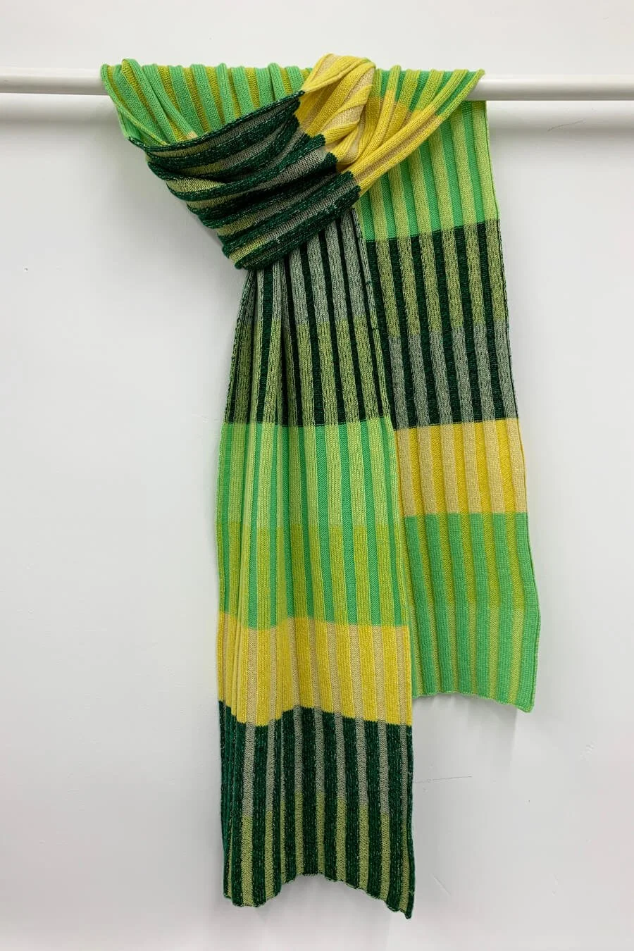 Striped Cashmere Scarf: Green and Yellow