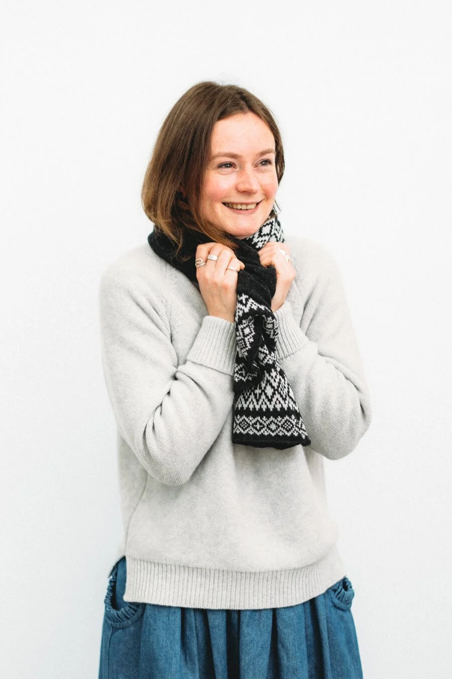 Charcoal patterned wool scarf by Collingwood-Norris.jpg