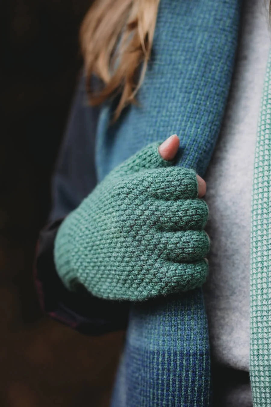 Calgary fingerless gloves in soft green lambswool by Collingwood-Norris.jpg
