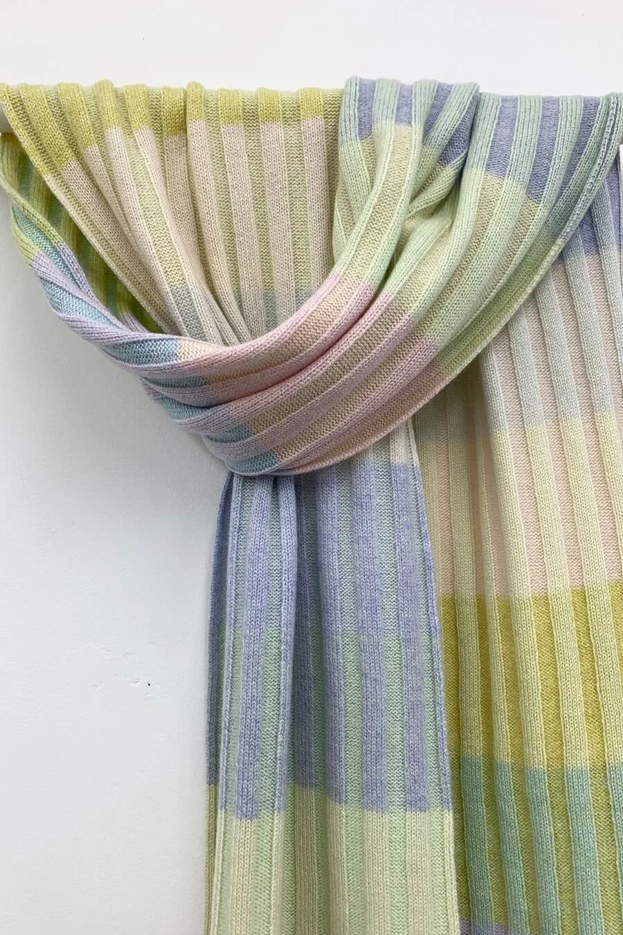 Cashmere scarf in pale pastels, handmade by Collingwood-Norris.jpg