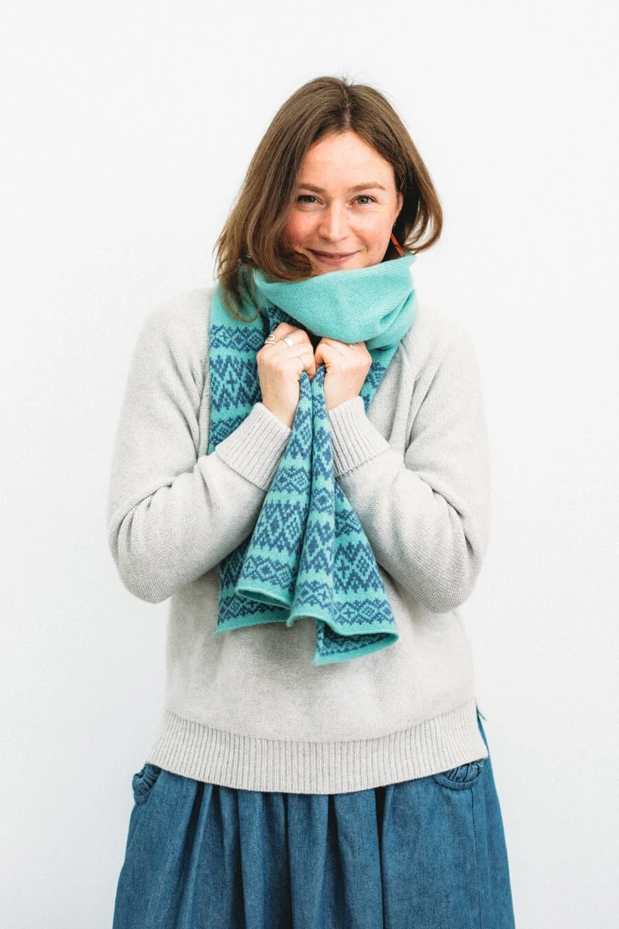 Aqua blue fairisle lambswool scarf by Collingwood-Norris.jpg