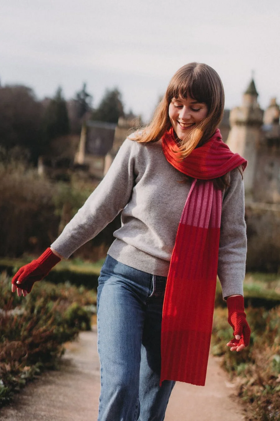 Red and pink striped merino scarf by Collingwood-Norris.jpg