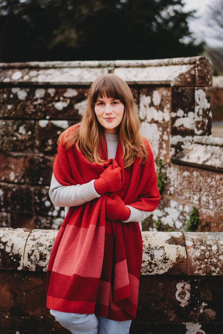 Red lambswool stole handmade by Collingwood-Norris.jpg