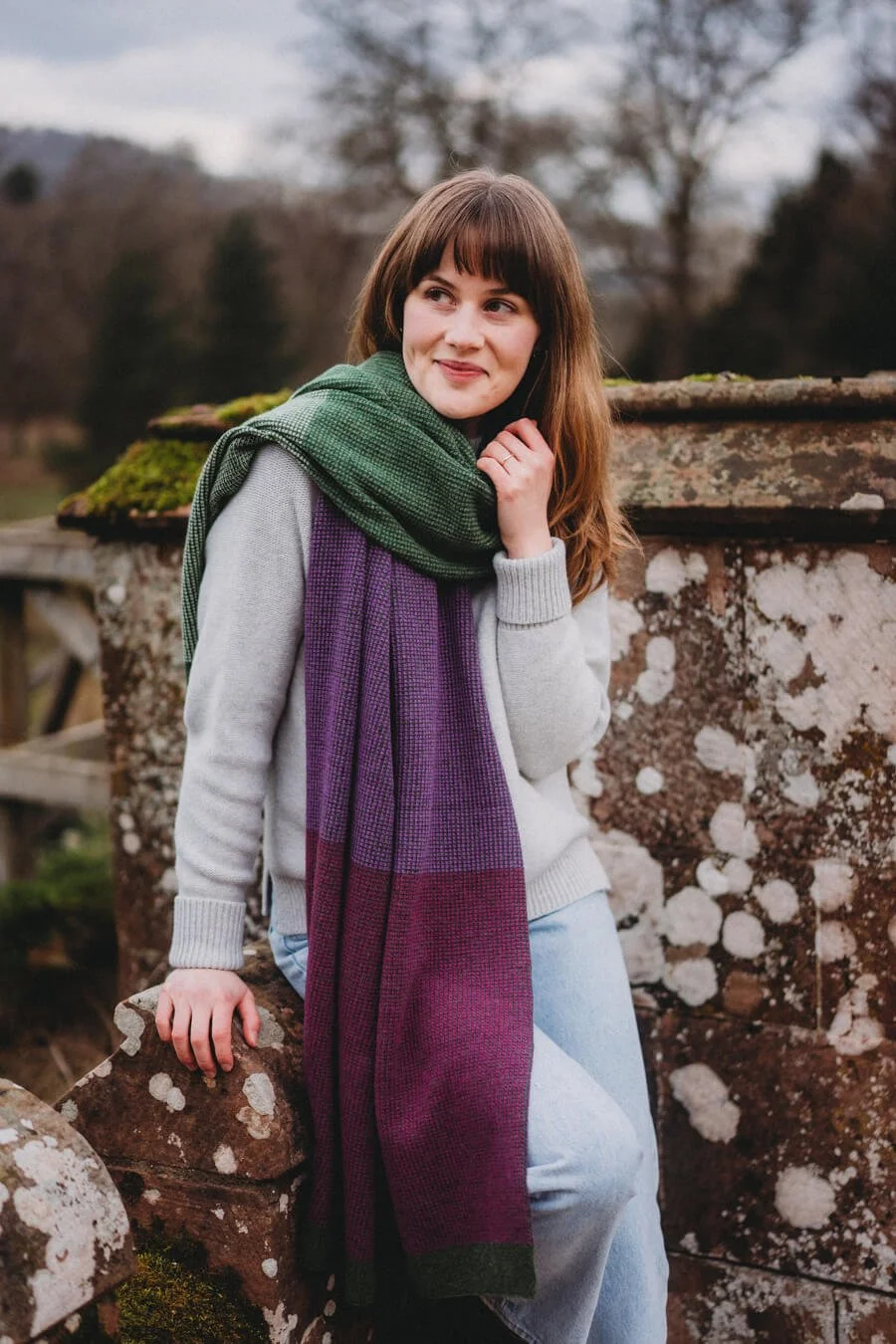 Dark Green wool blanket scarf handmade by Collingwood-Norris.jpg