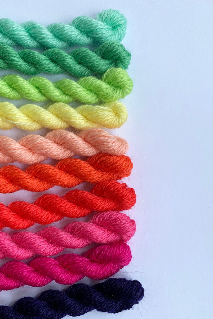 fine merino mending wool in bright colours