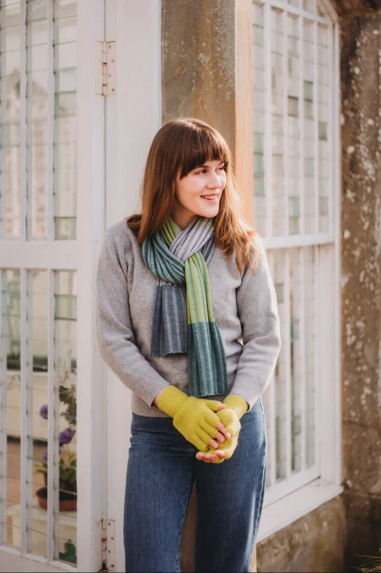 Larch yellow-green lambswool fingerless gloves by Collingwood-Norris.jpg