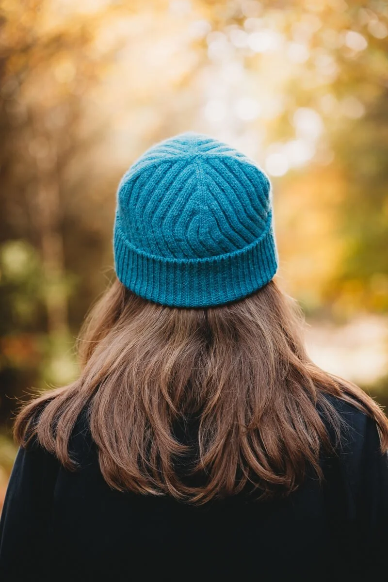 Blue wool beanie hat made in Scotland by Collingwood-Norris.jpg
