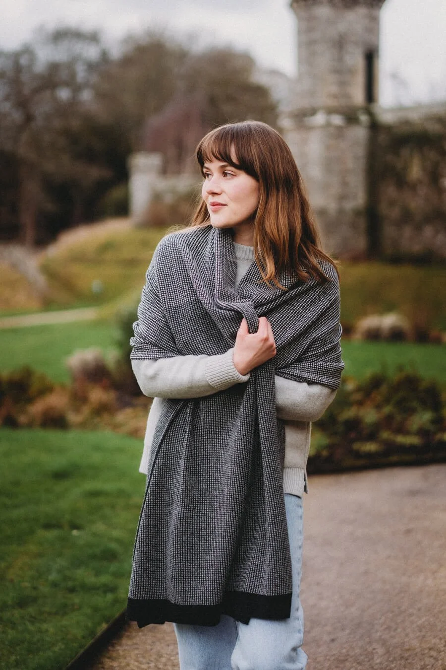 Lightweight lambswool blanket scarf in dark greys by Collingwood-Norris.jpg