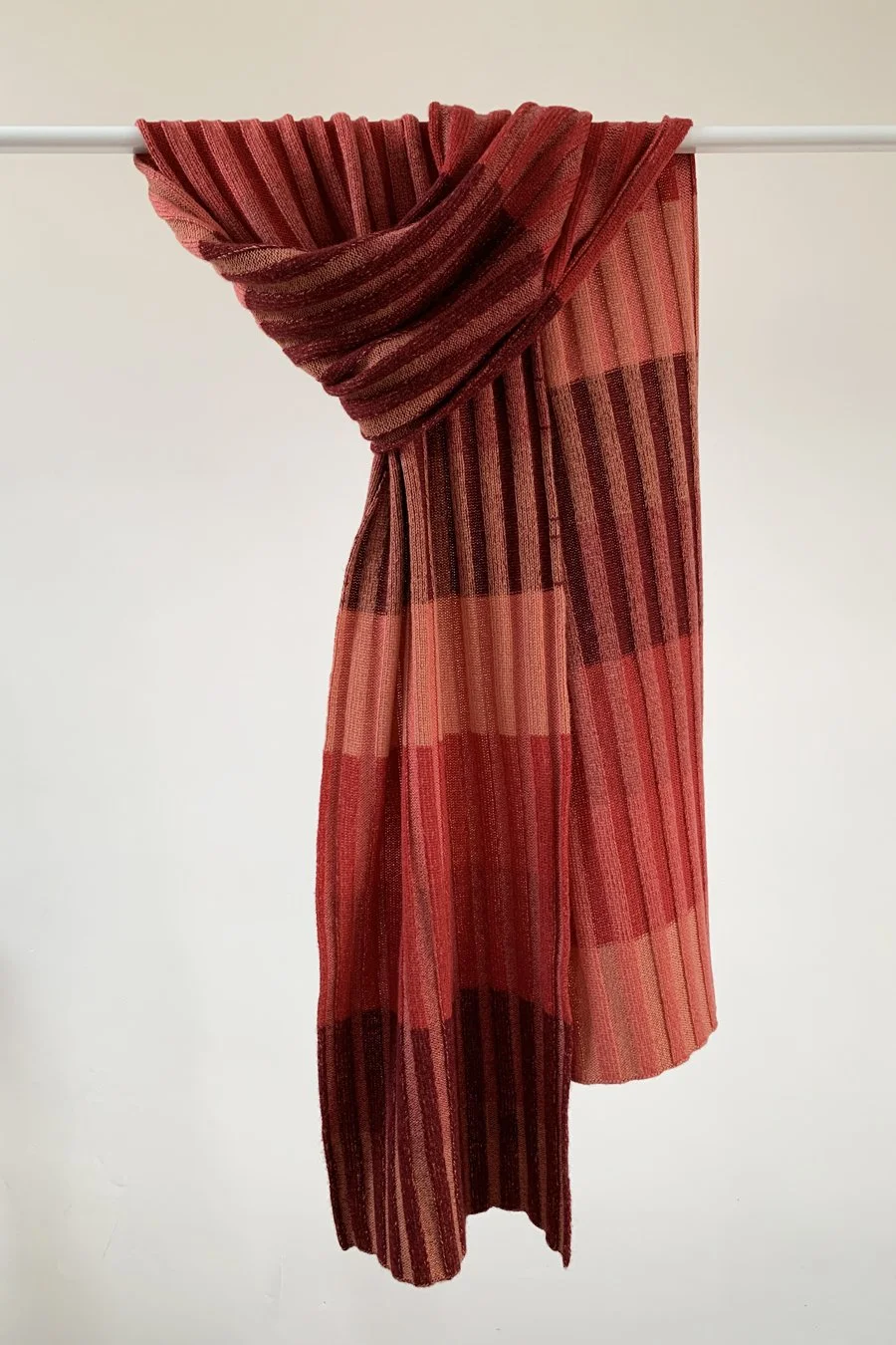 Striped cashmere scarf in reds by Collingwood-Norris.jpg