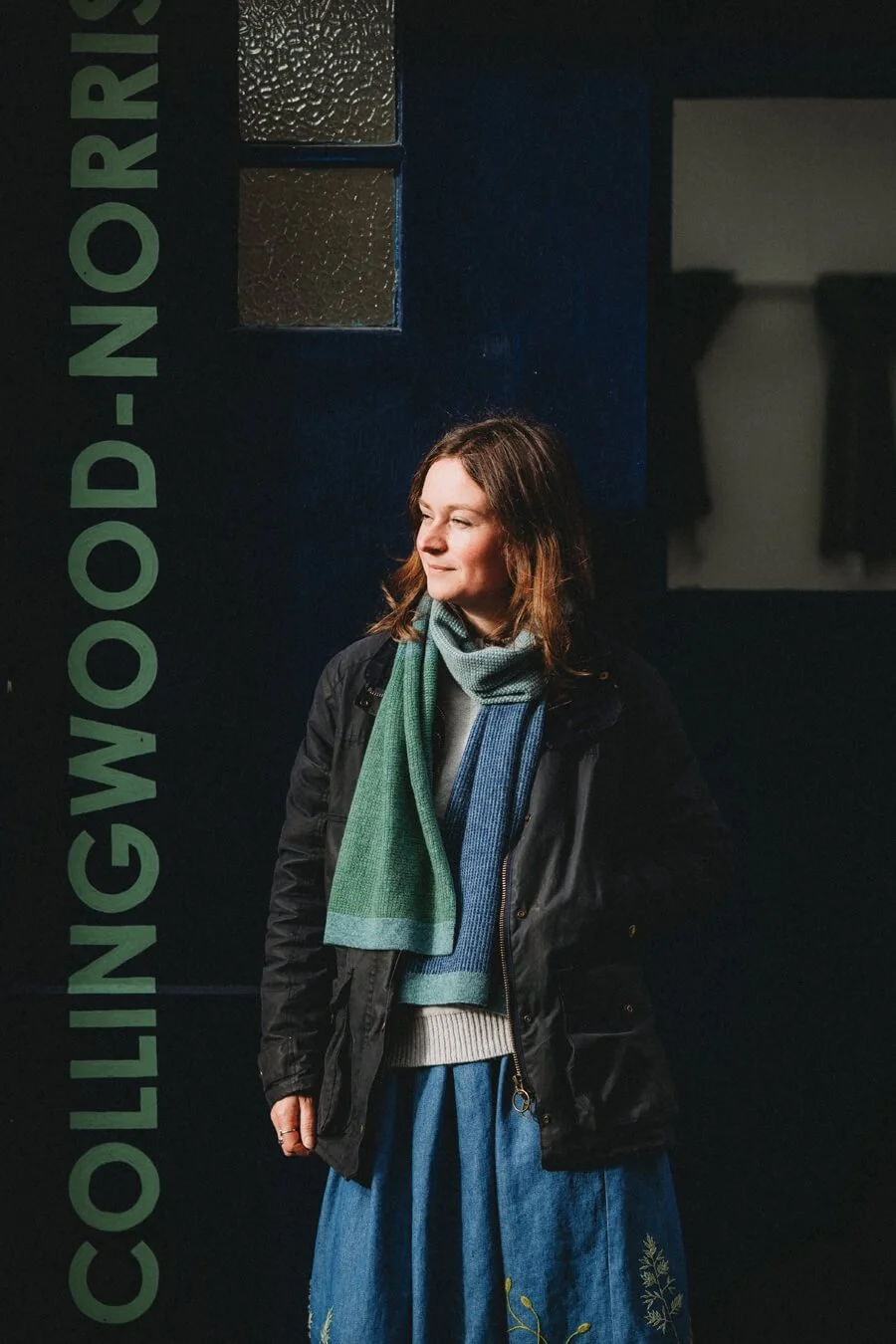 Soft wool scarf in soft blue and green by Collingwood-Norris.jpg