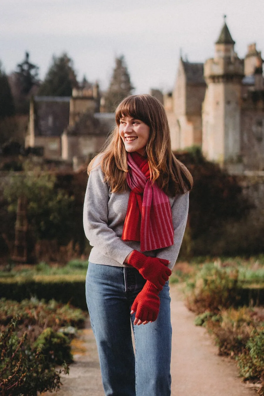Red and pink striped merino wool scarf by Collingwood-Norris.jpg