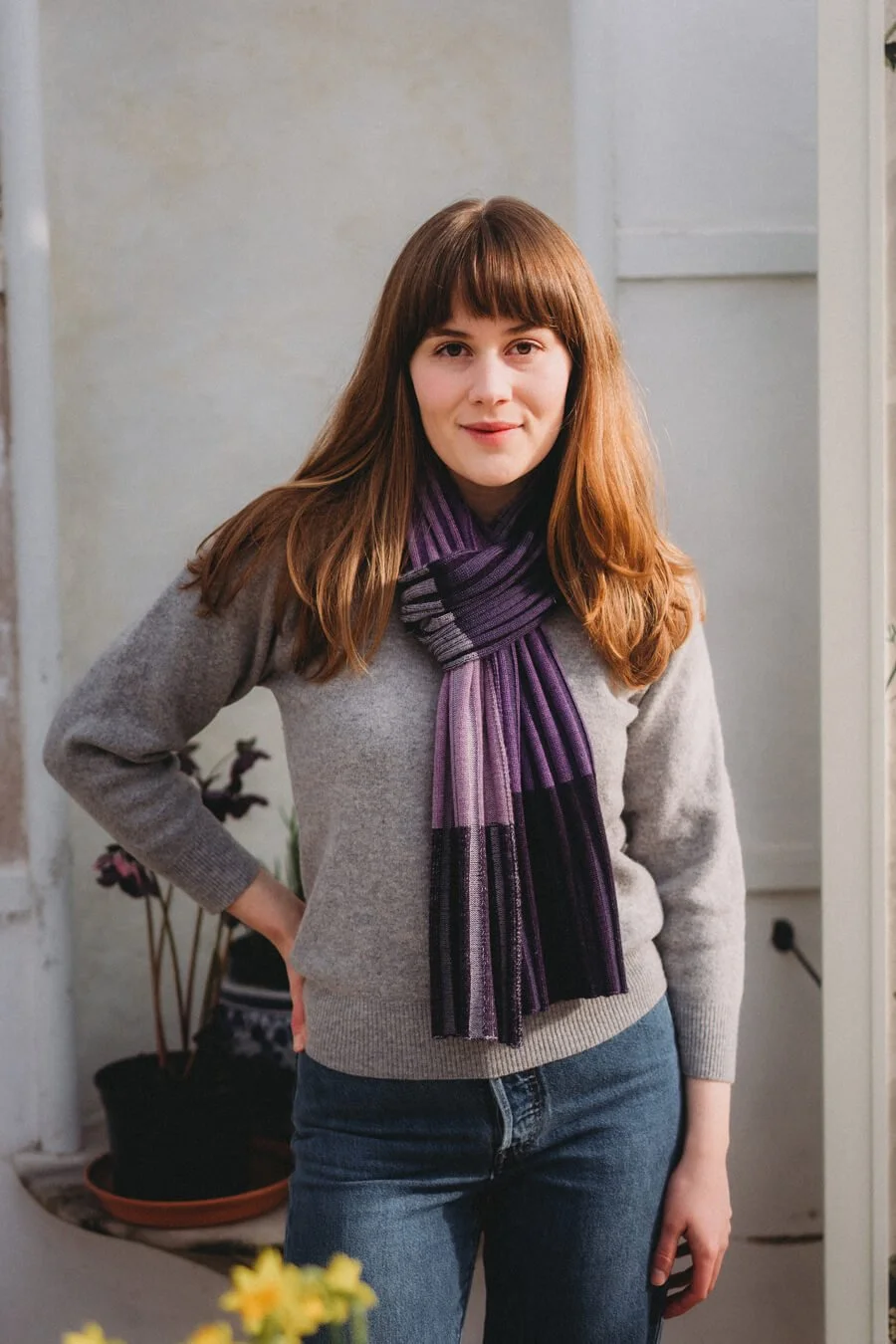 Limited edition purple stripe merino scarf by Collingwood-Norris.jpg