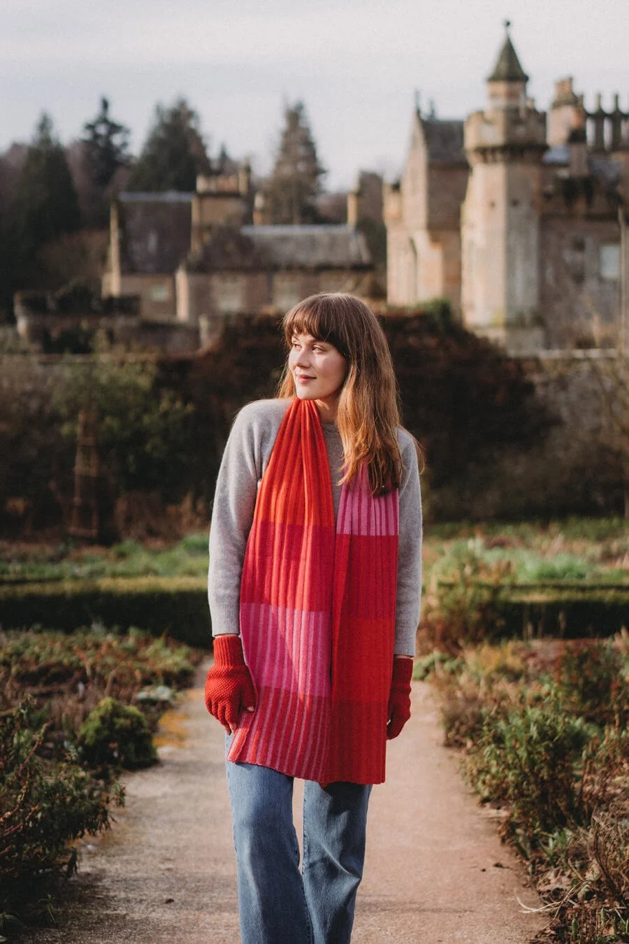 Red and pink stripe merino scarf by Collingwood-Norris.jpg