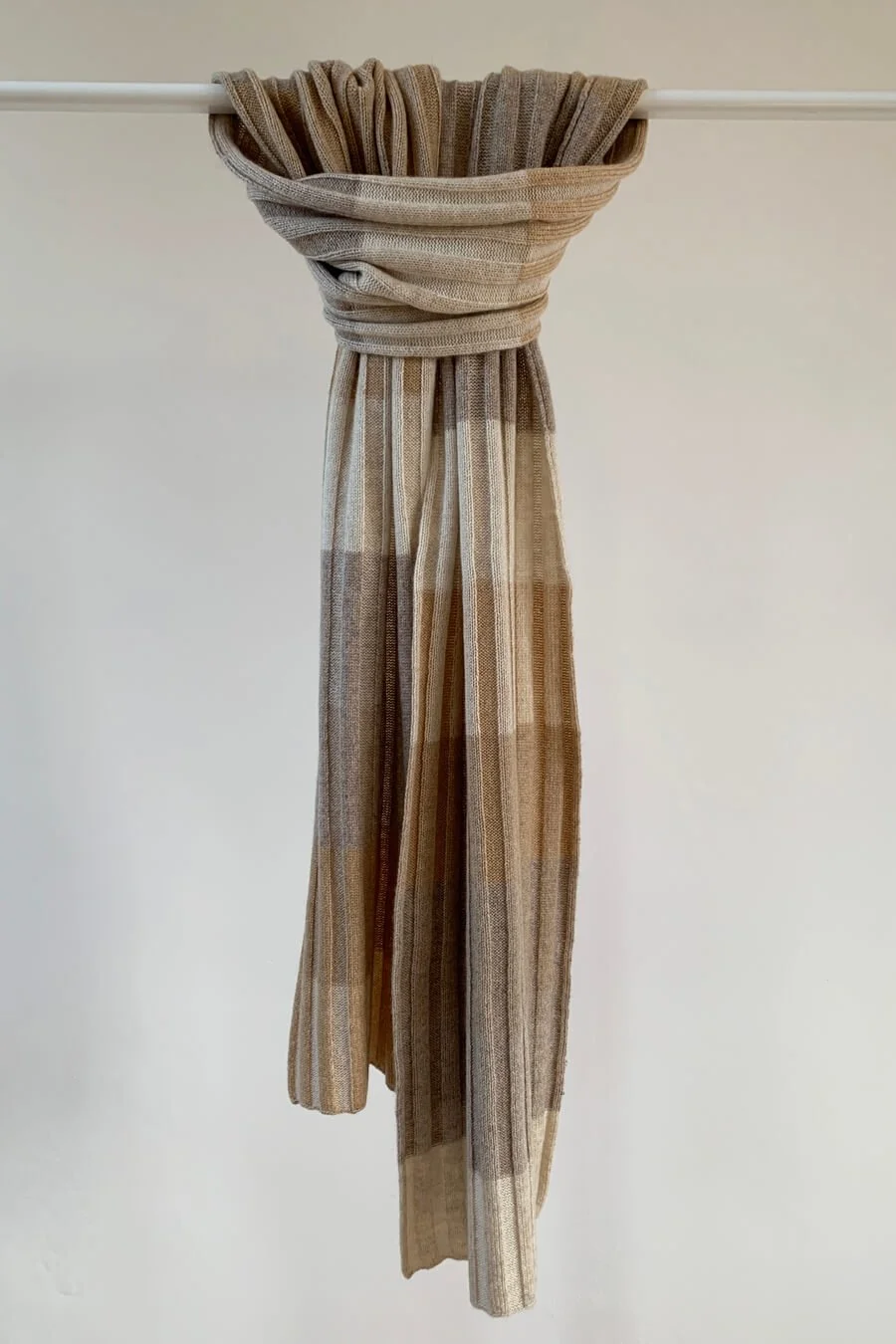 Natural Striped scottish cashmere scarf handmade by Collingwood-Norris