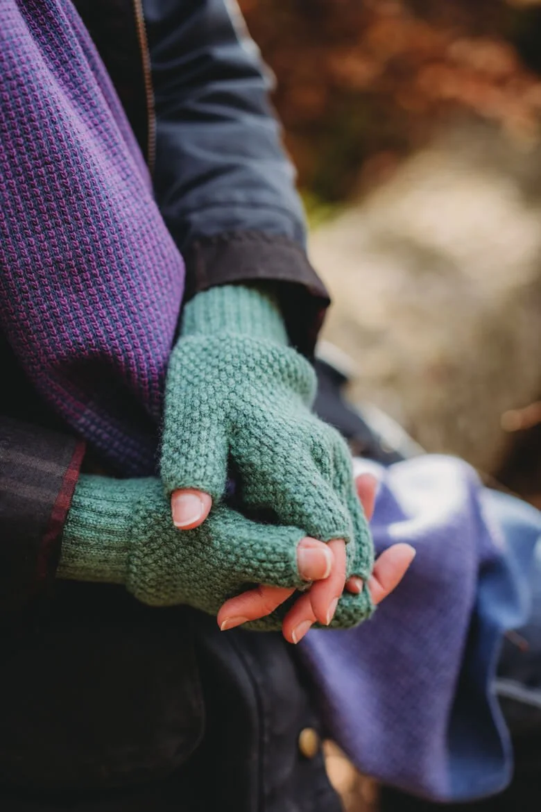 Soft green wool fingerless gloves by Collingwood-Norris.jpg
