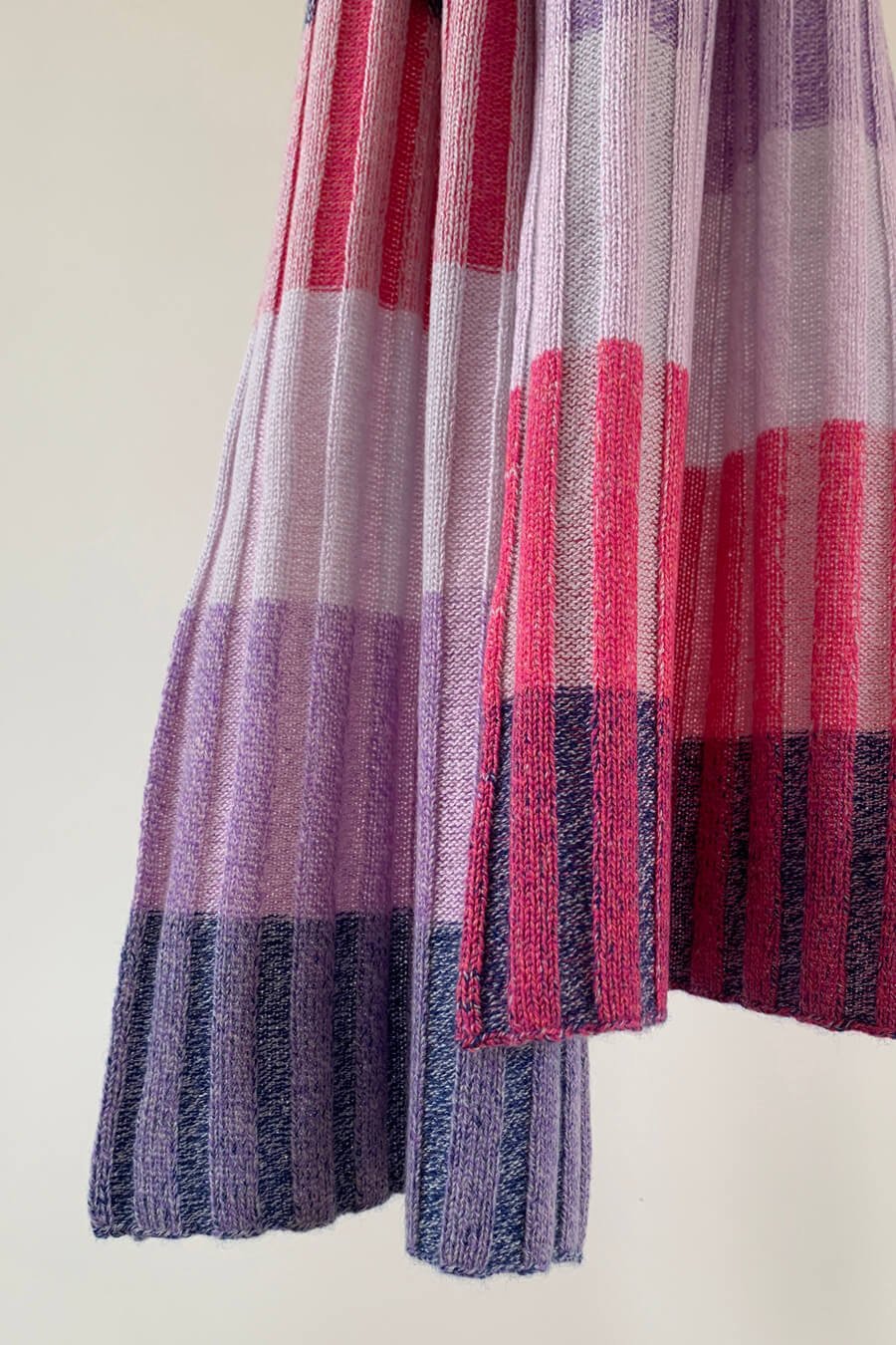 Purple and pink striped Scottish cashmere scarf by Collingwood-Norris