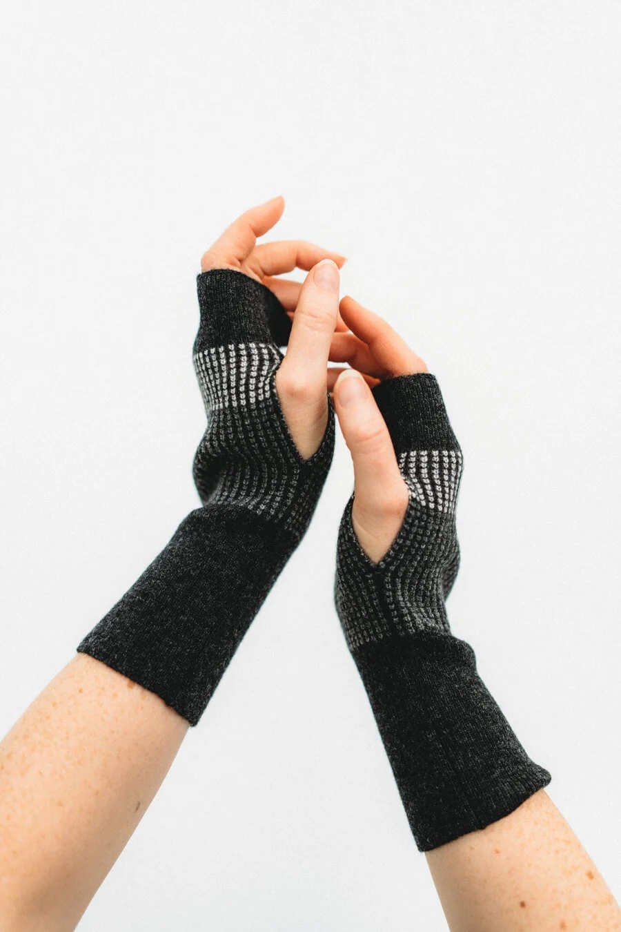 Lambswool fingerless mitts in dark grey by Collingwood-Norris.jpg