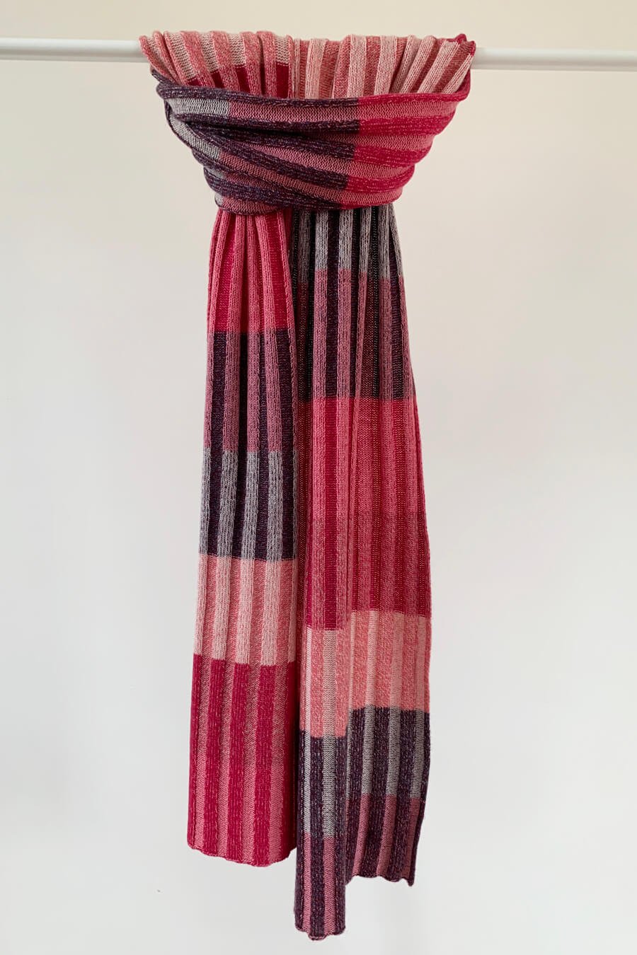 Pink striped Scottish cashmere scarf by Collingwood-Norris