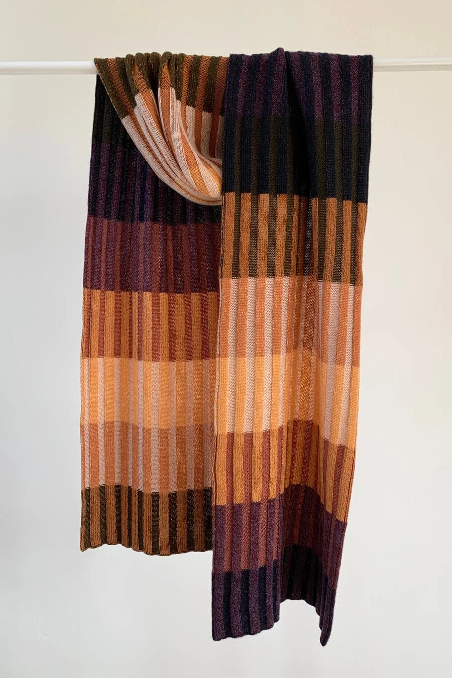 Dark autumnal Striped scottish cashmere scarf handmade by Collingwood-Norri